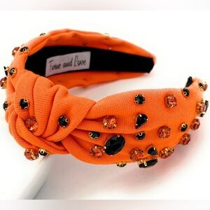 Twine and Love Orange Jewel Embellished Knot Headband